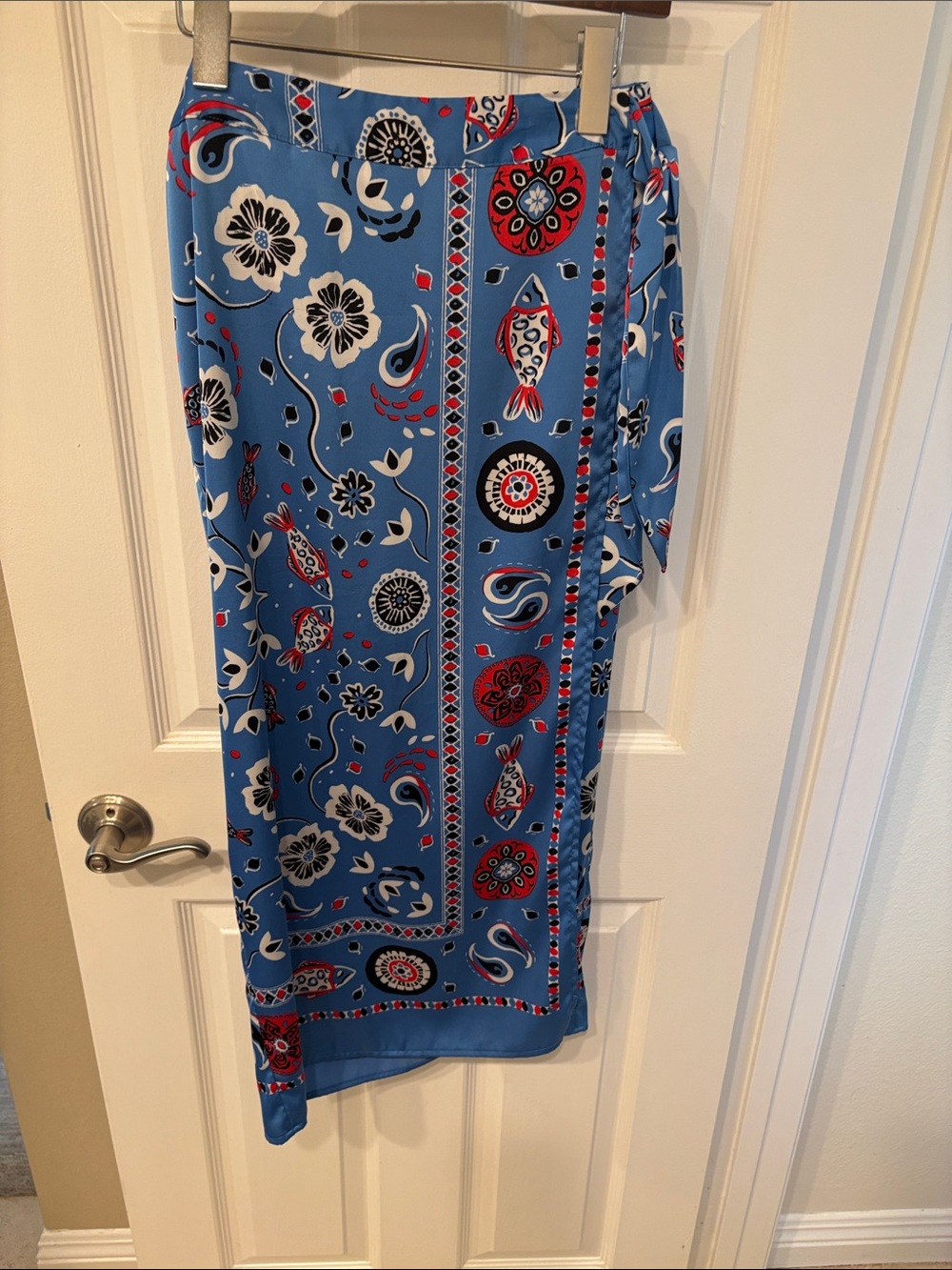Rachel Zoe Blue Floral & Paisley Midi Skirt